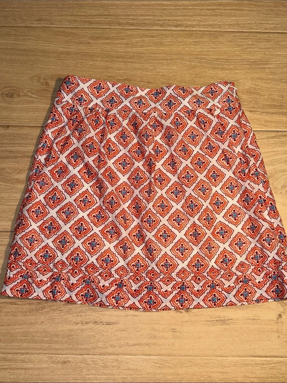 LOFT Orange and White Geometric A-Line Skirt size 0